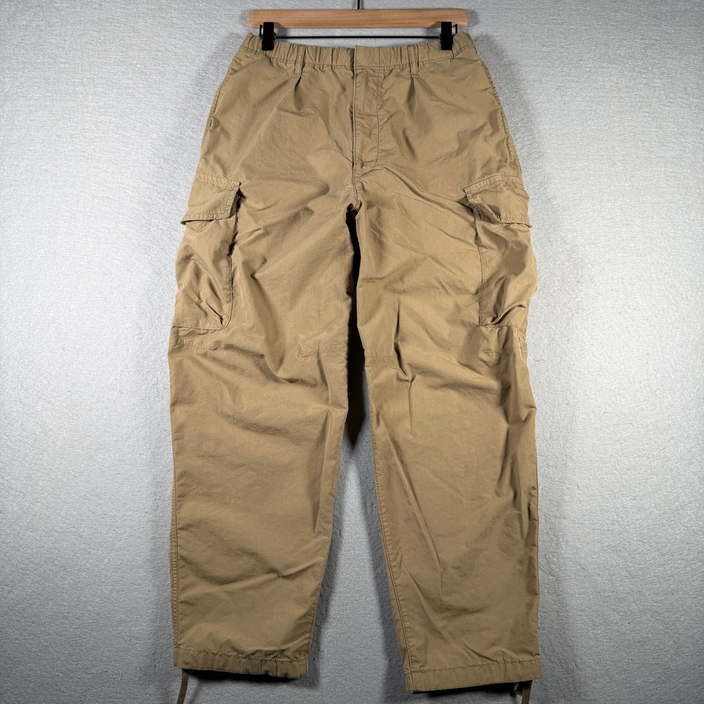 Uniqlo Men Tan Khaki Cargo Pants Elastic Waist Cotton Nylon Size S 321-460268